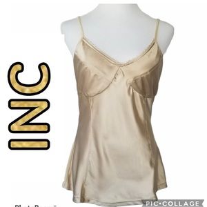 INC Camisole Tank NWT Gold Gathered Low V-neck Size XLarge